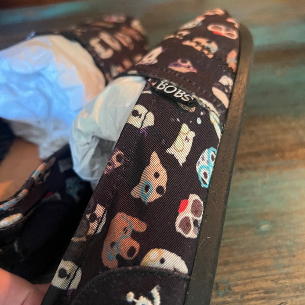 Bobs Skechers Memory Foam Shoes Dog Print Slip On Loafers